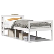 Vidaxl Postelja za starejše z vzglavjem bela 75x190 cm trdna borovina