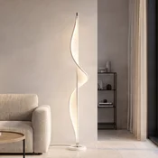 Lucande LED talna svetilka Edano, 154 cm, bela, tekstilna, z možnostjo - Dnevna soba/jedilnica - Sodobni - bela, krom - Tkanine/tekstil