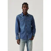 Levis za moške. 85744-0095 Lahka majica Western Barstow Blue (S), Modra, Priložnostno, Bombaž, Dolg rokav