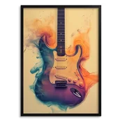 Stenski plakat z okvirjem Moderna stenska slika Glasba Kitara 50x70