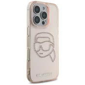 Karl Lagerfeld Ovitek Karl Lagerfeld IML Rhinestones Karl Head - iPhone 16 Pro (roza)