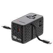 Verbatim 30186 Charge n Travel 70W crni univerzalni putni adapter s 2xUSB-C kabela