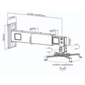 Nedis Zidni nosac za projektor PJWM200BK, 15kg, 464-607mm, 30°