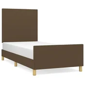 Vidaxl Posteljni okvir brez vzmetnice temno rjav 90x200 cm blago