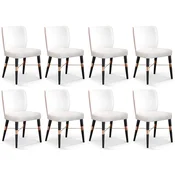 Casa Padrino luxury dining chair set of 8 white/black/copper 50 x 54 x H. 83 cm - Dining room furniture - Restaurant furniture - Hotel furniture - Luxury furniture - Luxury collection