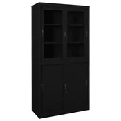 Vidaxl Pisarniška omara z drsnimi vrati črna 90x40x180 cm jeklo