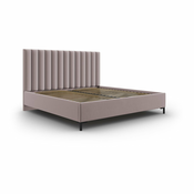 Svijetlo ružicasti tapecirani bracni krevet s prostorom za odlaganje s podnicom 180x200 cm Casey – Mazzini Beds