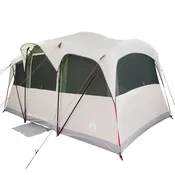 Vidaxl Družinski šotor s streho Bela in zelena 435 x 255 x 216 cm