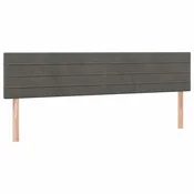Vidaxl Posteljno vzglavje temno siva 180x5x78/88 cm žamet