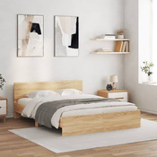 Vidaxl Posteljni okvir z vzglavjem sonoma hrast 140x200 cm
