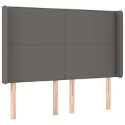 Vidaxl Vzglavje z ušesi sivo 147x16x118/128 cm umetno usnje