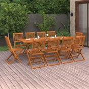 vidaXL Vrtna jedilna garnitura 11-delna 220x90x75cm trden akacijev les