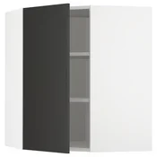 METOD Ugaoni zidni element s policama, bela/Nickebo boja antracita, mat, 68x80 cm