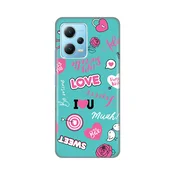 Silikonska maska za Xiaomi Redmi Note 12 5G (EU) Love Print tirkizna
