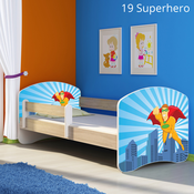 Dječji krevet ACMA s motivom, bočna sonoma 160x80 cm 19-superhero