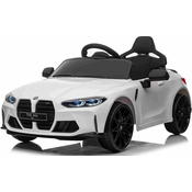 Elektricni automobil BMW M4, bijeli, daljinski upravljac 2,4 GHz, baterija 12 V, 2x MOTOR