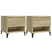 Vidaxl Stranska mizica 2 kosa sonoma hrast 50x46x50 cm inženirski les