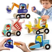 Nikcorp Magnetne kocke Gradbišče, izobraževalna igrača Montessori za otroke 3+, STEM konstrukcijski set za sestavljanje strojev