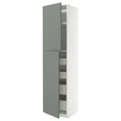 METOD / MAXIMERA Vis.el. s 2 vrata/4 fioke, bela/Nickebo mat sivozelena, 60x60x240 cm