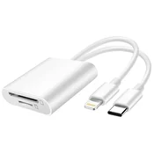 LINQ LinQ, Bralnik kartic SD/Micro-SD za USB-C/Lightning 480Mbps, Bela, (5000063520)