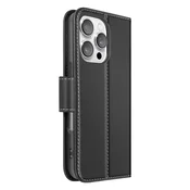 AVIZAR Denarnica etui za iPhone 16 Pro iz premium usnja s funkcijo stojala, Črna, (5000189124)