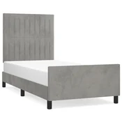 Vidaxl Posteljni okvir brez vzmetnice svetlo siv 90x190 cm žamet