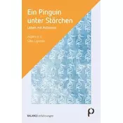 Ein Pinguin unter Störchen