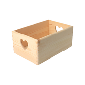 AtmoWood Naravna lesena škatla s srčki 30 x 20 x 13 cm