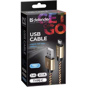 USB type-c kabl Defender USB08-03T USB 2.0 Gold 1m 2.1A