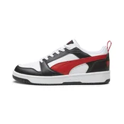 PUMA Rebound V6 Low Sneakers, Shoes, White/Red/Black, 40.5