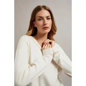 Womens sweater with V-neck MOODO - cream