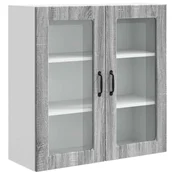 Vidaxl Stenski stekleni omarica PORTO Siva Sonoma 80 x 31 x 80 cm
