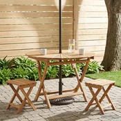 Preklopni vrtni stol Prirodna O 110 x 75 cm Cvrsto teak drvo
