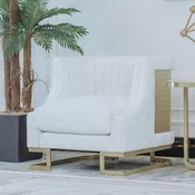 Casa Padrino luxury armchair white/gold 80 x 87 x H. 77 cm - Living room armchair - Hotel armchair - Living room furniture - Hotel furniture - Luxury furniture