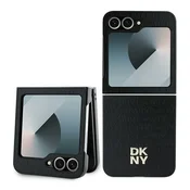 DKNY Ovitek za Samsung Galaxy Z Flip6 DKNY z logotipom in ponavljajočim se vzorcem, črn