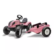 Pedal traktor Falk 1058AB Pink Country Star s prikolico - roza