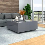 Stolic za kavu visoki sjaj sivi 100 x 100 x 35 cm