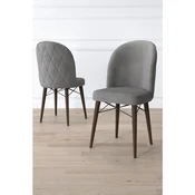 Hanah Home set trpezarijskih stolica Bika 6 kom, siva tkanina Babyface, drvene noge boje oraha