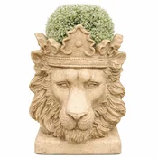 Casa Padrino baroque flower pot lion head with crown beige H. 41 cm - Baroque style plant pot