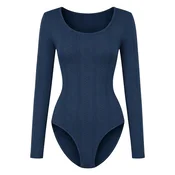 cfab Oblikovanje postave Longsleeve Bodysuit Sculpting Shapewear with Briefs mornarska