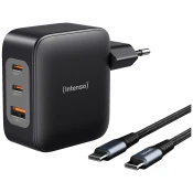 (Intenso) Punjac kucni sa type C kabelom, brzi, 1xUSB-A, 2xUCB-C, 100W - Adapter W100ACC GaN + C520C Cable