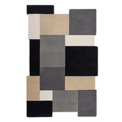 Crni/sivi rucno raden vunen tepih 150x240 cm Collage Monochrome – Flair Rugs