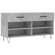 Vidaxl Regal za čevlje betonsko siv 102x35x55 cm inženirski les
