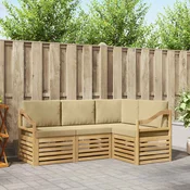 Setovi sofa 4 pcs Bijela i bež 185,5 x 126,5 x 73 cm Poliester