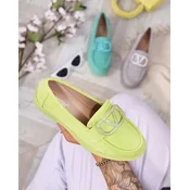 Resti Womens lime green moccasins with ornament Fogras