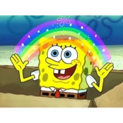 shumee Slikanje po številkah z okvirjem Slike za slikanje SpongeBob z mavrico 50x40 cm
