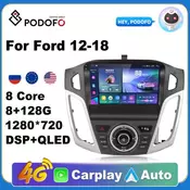 Podofo Car Android Carplay Radio Multimedia Player For Ford Focus12-18 2 Din Autoradio Video AI Voice GPS Navi 4G WiFi