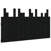 Vidaxl Stensko posteljno vzglavje črno 146,5x3x80 cm trdna borovina