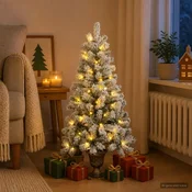 Mini zasneženo božično drevo 120 cm 100 LED Toplo bela PVC