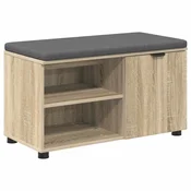 Vidaxl Haldna klop z blazino s polico Sonoma hrast 80 x 38 x 46 cm